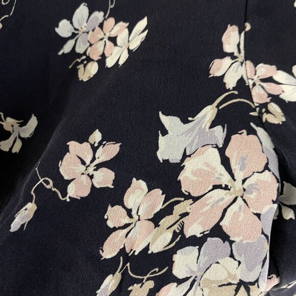 Intermix Silk Romper size 2 Thali Floral Navy Balloon Sleeve V-neck Romantic - Picture 6 of 11